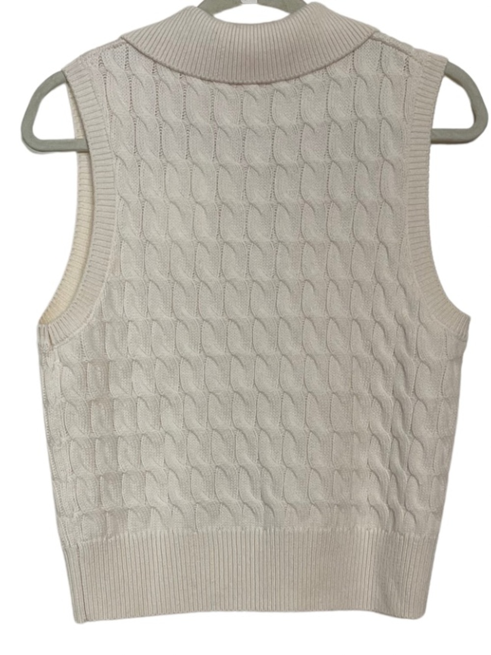 NWT FRAME The Cable Knit Polo Vest in Cream - Picture 7 of 16